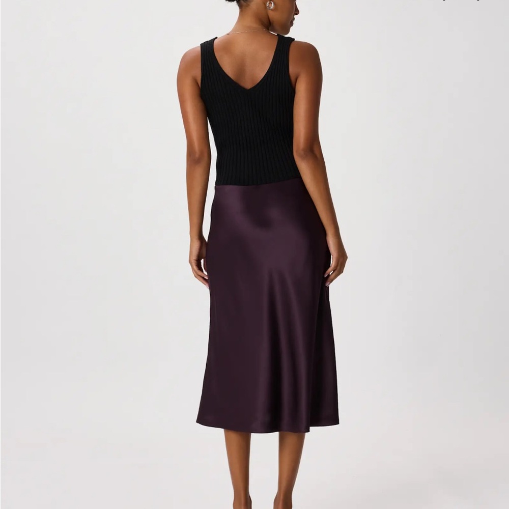 NWOT Quince Deep Orchid Purple Washable Silk Midi Skirt XS - Picture 2 of 6